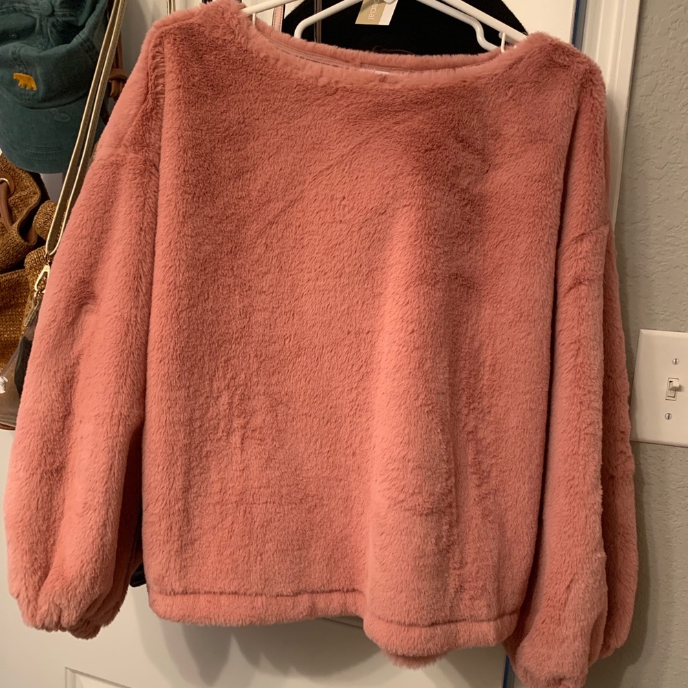 Pink fuzzy sweater